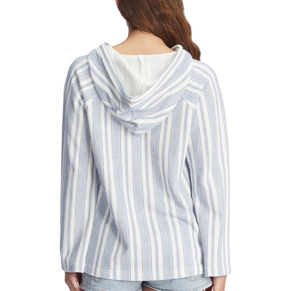 Roxy Wild And Free Poncho Hoodie - Snow White Beachside Stripe - Picture 8 of 8